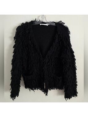 ASTR THE LABEL | Shaggy Cardigan Jacket Black Sz M